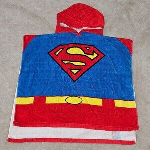 Superman Hooded Towel Toddler Size DC Super Hero Cape Bath Pool Beach Swim